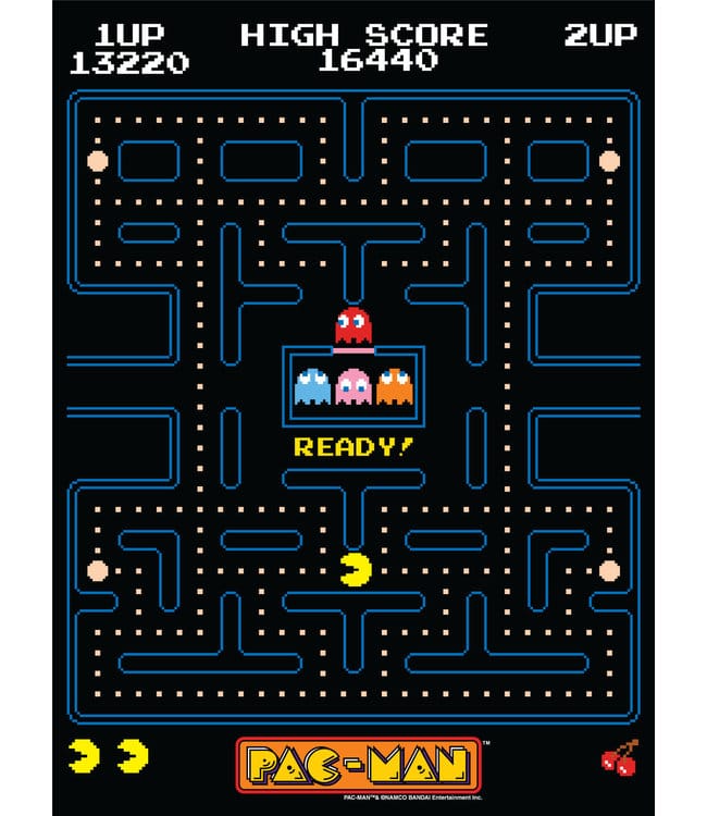 An image of the starting screen in classic Pac-Man.